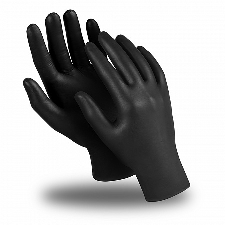 Перчатки ЭКСПЕРТ (DG-023), нитрил 0.12 мм, неопудренные, текстура на пальцах, цвет черный