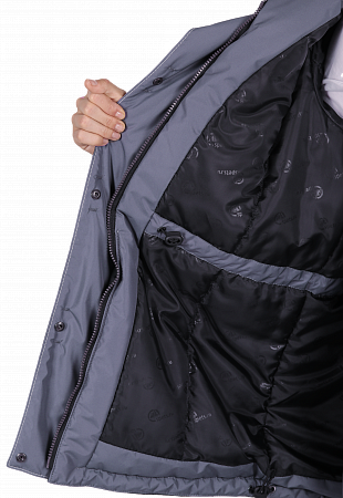 Куртка ЭДВАНС зимняя, серый-т.серый-лимонная отделка, женская