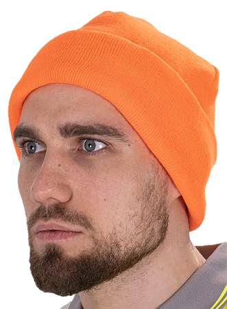 Шапка трикотажная двойная, оранжевая