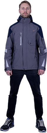 Куртка-штормовка РЕСПЕКТ, серый-т/синий