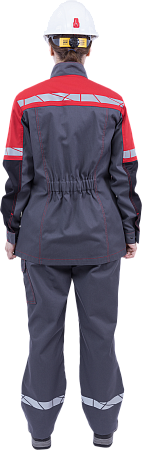 Куртка ХАЙ-ТЕК SAFETY летняя, серый-красный-черный, женская