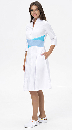 Халат МОНИКА, белый - бирюза