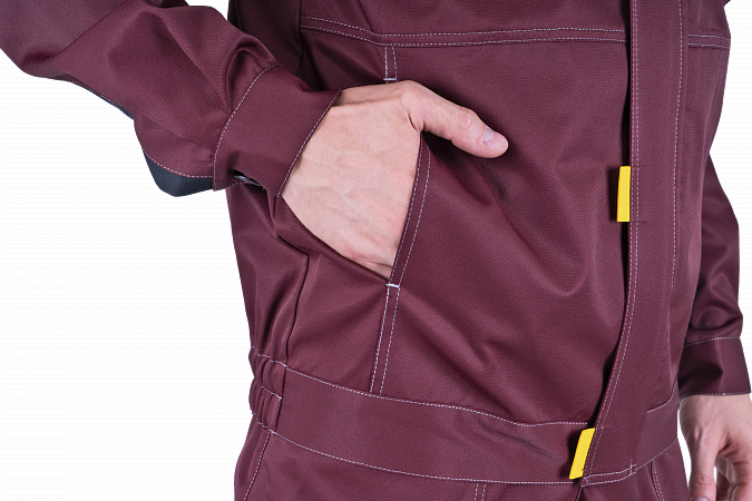 Костюм КМ-10 ЛЮКС летний, бордовый-жёлтый-чёрный (Куртка+полукомбинезон)