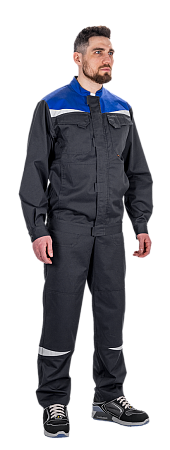 Костюм КМ-10 ЛЮКС АНТИСТАТ летний, т.синий-василек (куртка+полукомбинезон)