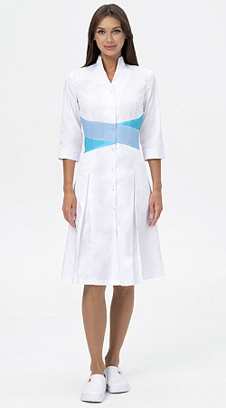 Халат МОНИКА, белый - бирюза