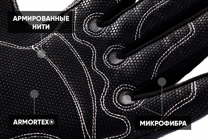 Перчатки ДЭТРИОН УЛЬТРА (IG-861), НРРЕ, спандекс, полиуретан, TPR- накладки, Velcro, цвет серо-белый