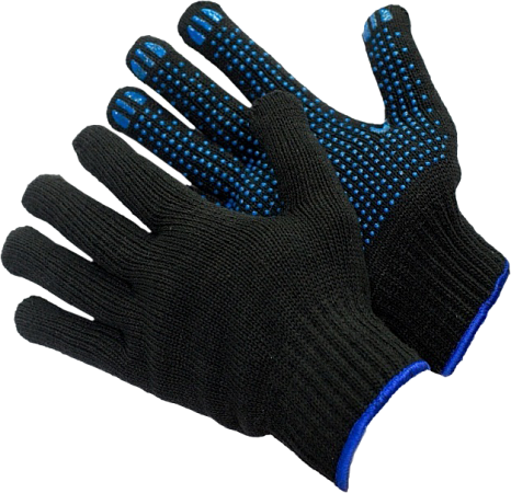 Перчатки х/б с ПВХ ПРЕМИУМ, 72 гр, черные, арт 201