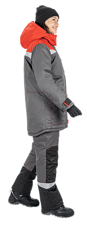 Костюм КМ-10 ЛЮКС зимний 3-4 класс, серый-красный-черный, женский