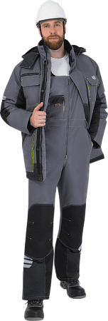 Куртка ЭДВАНС зимняя, серый-т.серый-лимонная отделка Импорт