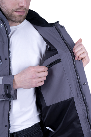 Куртка-штормовка РЕСПЕКТ, серый-т/синий