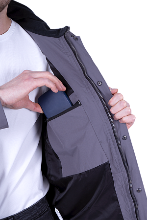 Куртка-штормовка РЕСПЕКТ, серый-красный