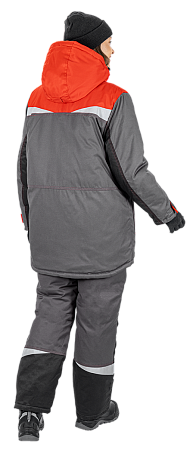 Костюм КМ-10 ЛЮКС зимний 3-4 класс, серый-красный-черный, женский