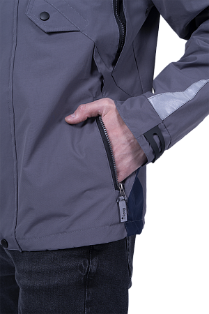 Куртка-штормовка РЕСПЕКТ, серый-т/синий