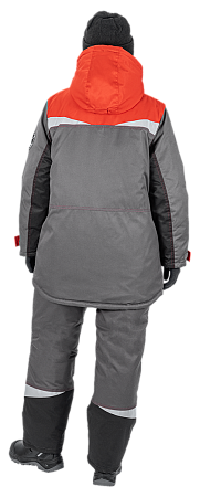 Костюм КМ-10 ЛЮКС зимний 3-4 класс, серый-красный-черный, женский