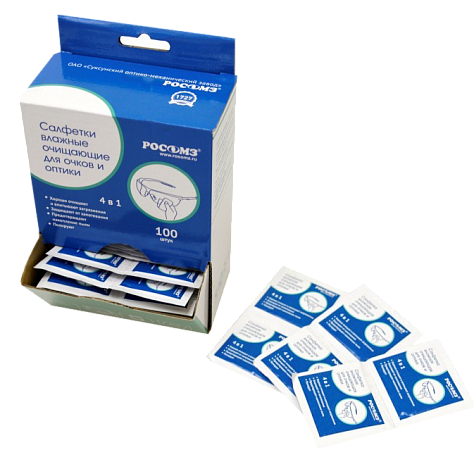 Влажные салфетки для чистки оптики (00704) 100 шт